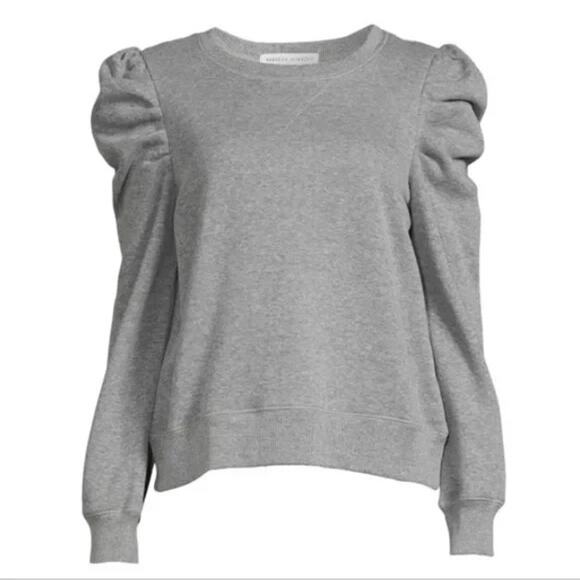 Womens Rebecca Minkoff Janine Puff Sleeve Coquette Preppy Gray Sweatshirt Small - Picture 1 of 9